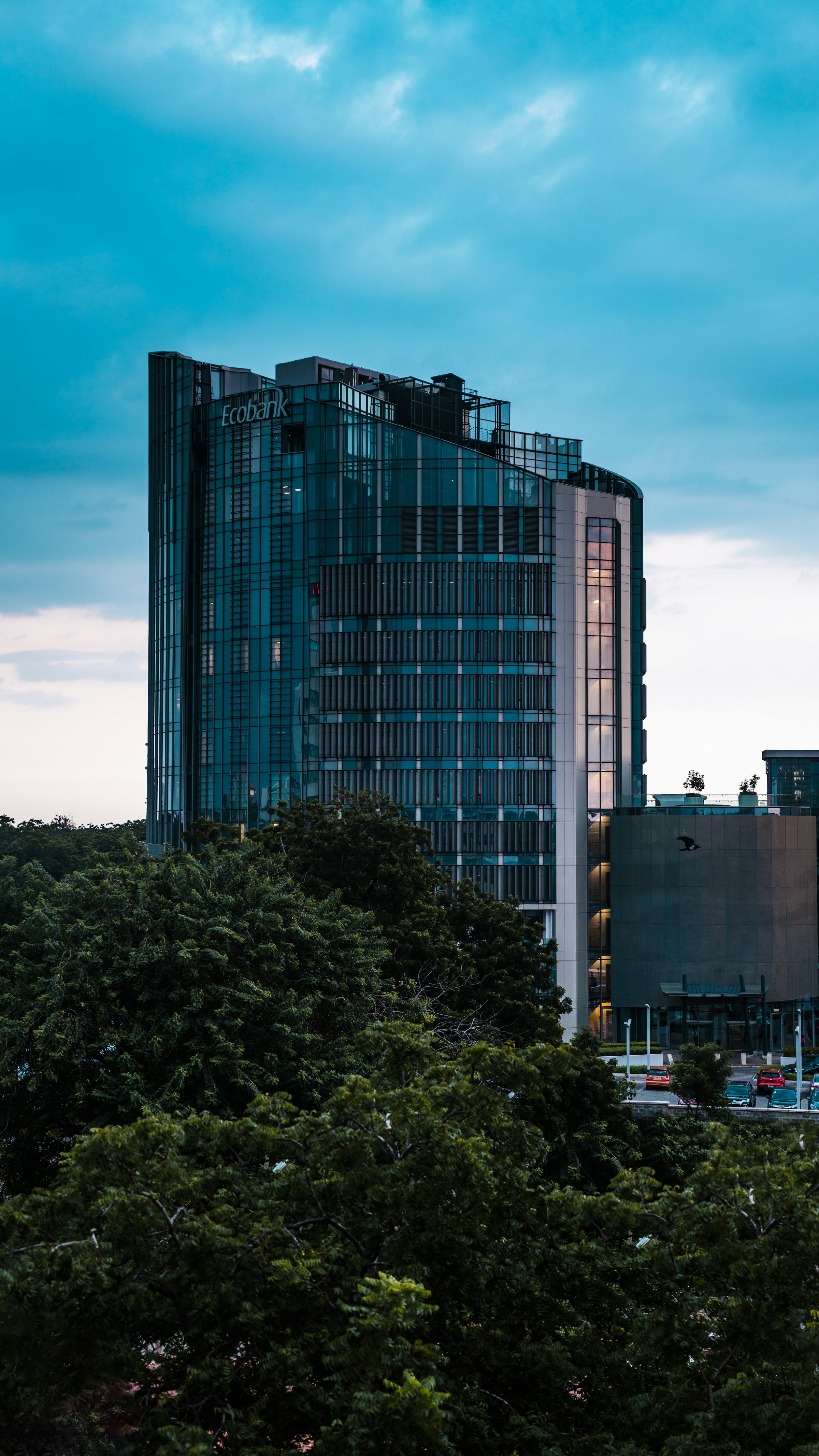 Ecobank tower rising above Accra